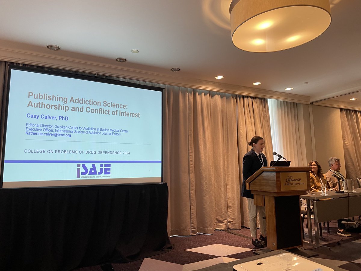 WilliamStoops's tweet image. Sage advice from ⁦@CasyCalver⁩ on authorship and managing conflict of interest. ⁦@AddJournalEds⁩ #cpdd24