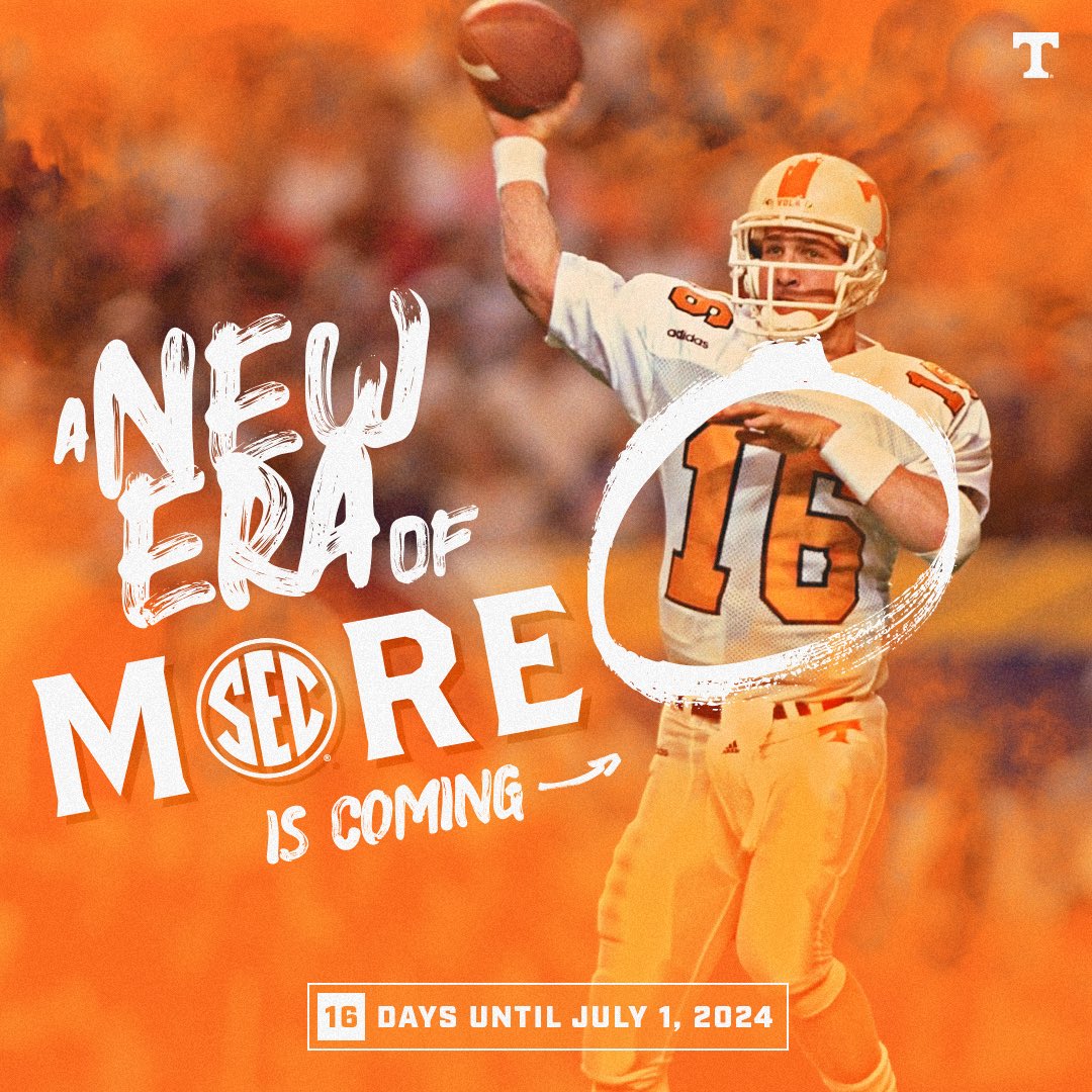 SEC's tweet image. Counting down to a new era of MORE. 😤

🗓️ July 1, 2024

@Vol_Sports x #ItJustMeansMore