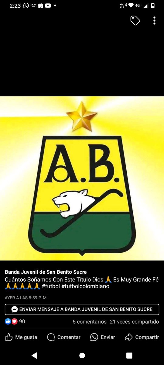 luislanoticia's tweet photo. @GralJuvenalDiaz @ABucaramanga @Campo_Ramirez_ @EXTRATIEMPO @GobdeSantander Con toda la FE DEL CAMPEON VAMOS BUCAROS https://t.co/X2CRkg0SuR