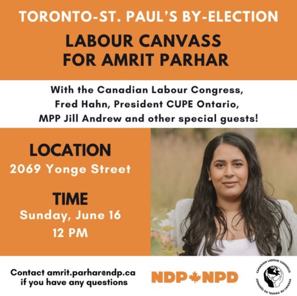 CLCOntario (@clcontario) on Twitter photo Hey labour family š Weāre looking forward to seeing you tomorrow for our Labour Canvass with Toronto-St. Paulās <a href="/NDP/">NDP</a> candidate <a href="/amritstpauls/">Amrit Parhar</a> & <a href="/CUPEOntario/">CUPE Ontario</a> president <a href="/FredHahnCUPE/">Fred Hahn</a> & greetings from MPP <a href="/JILLSLASTWORD/">Dr. Jill Andrew, PhD (she/her)</a>! Itās not too late to join us! volunteer.ndp.ca/ON35090/rsvp/2⦠#cdnpoli Hey labour family š Weāre looking forward to seeing you tomorrow for our Labour Canvass with Toronto-St. Paulās <a href="/NDP/">NDP</a> candidate <a href="/amritstpauls/">Amrit Parhar</a> & <a href="/CUPEOntario/">CUPE Ontario</a> president <a href="/FredHahnCUPE/">Fred Hahn</a> & greetings from MPP <a href="/JILLSLASTWORD/">Dr. Jill Andrew, PhD (she/her)</a>! Itās not too late to join us! volunteer.ndp.ca/ON35090/rsvp/2⦠#cdnpoli