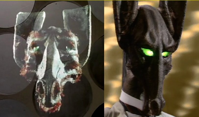 Tomfan_photos's tweet image. Was this the same mask, just shot from a lower angle in the first pic, and with the fur removed in the second?
Or did they change their minds, and have a different one made for the final episode?
#Sutekh
