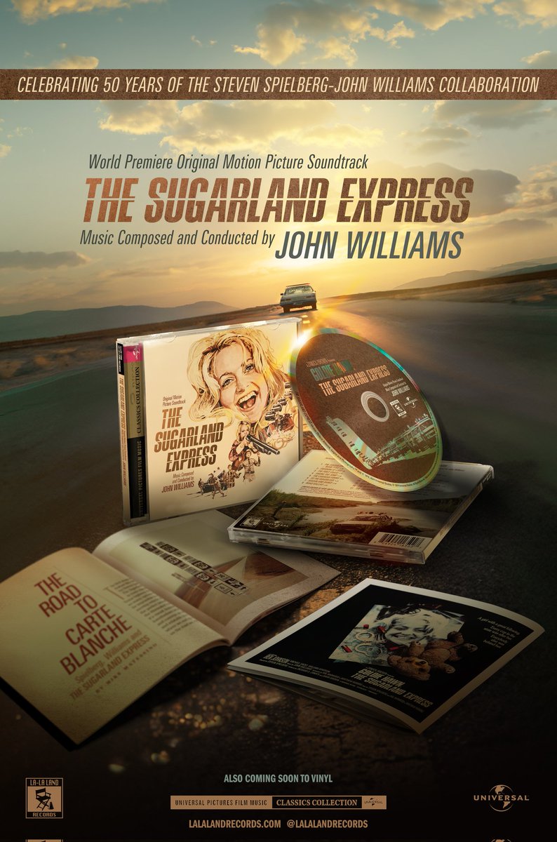 Available to order NOW from lalalandrecords.com - World Premiere Limited Edition CD #Soundtrack #TheSugarlandExpress by Maestro #JohnWilliams !!! A Vinyl LP release is also coming soon. #StevenSpielberg <a href="/UniversalPics/">Universal Pictures</a> <a href="/BackLotMusic/">Back Lot Music</a>