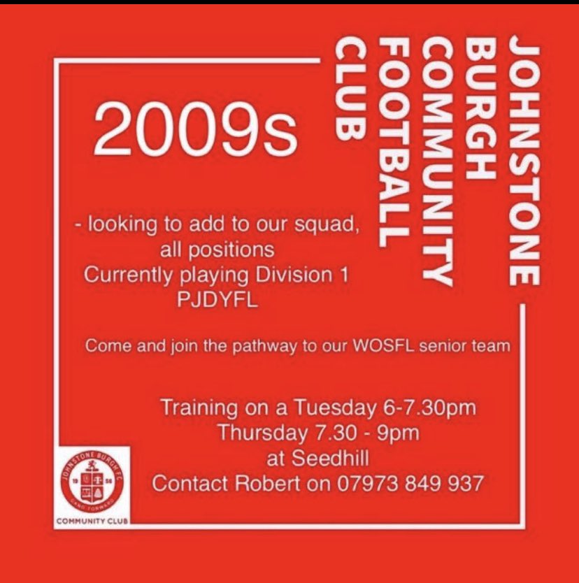 After a successful end to the season we are looking to strengthen our squad even further as we prepare for another season in Division 1 of the PJDYFL.