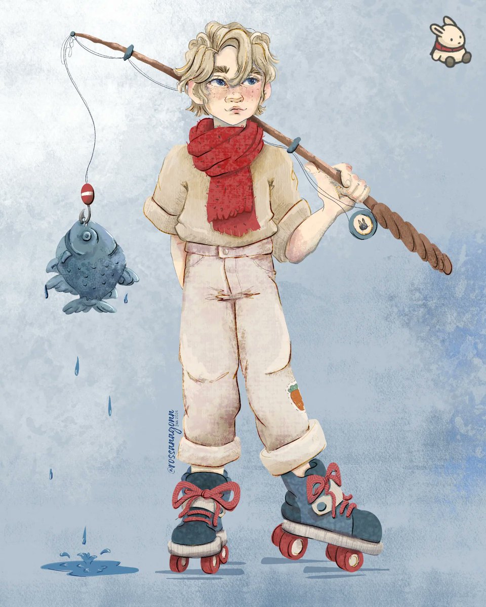 Empecé a hacer el Tsuki's Odyssey as human, hoy tocó dibujar a Tsuki 🐰🧣

#tsukiodyssey #tsukiodysseyfanart #fanart