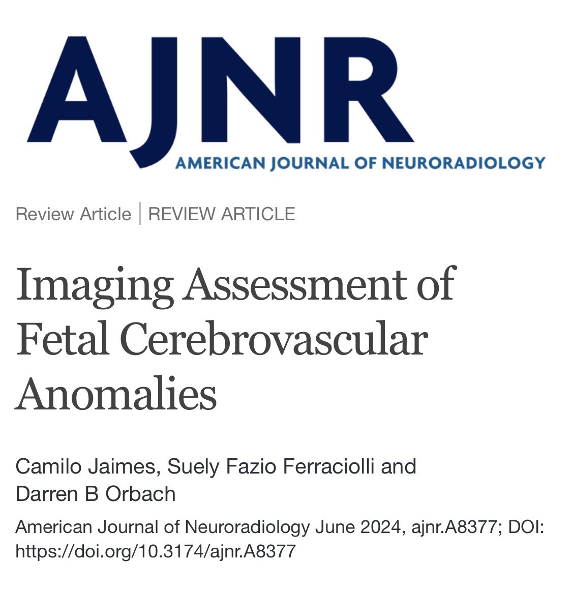 Suely Fazio Ferraciolli (@faziosuely) on Twitter photo So proud of our article that just came out in AJNR! Thanks to <a href="/Camilojaimesc/">Camilo Jaimes</a> and Dr Darren Orbach for this amazing opportunity. 🥰
ajnr.org/content/early/… So proud of our article that just came out in AJNR! Thanks to <a href="/Camilojaimesc/">Camilo Jaimes</a> and Dr Darren Orbach for this amazing opportunity. 🥰
ajnr.org/content/early/…