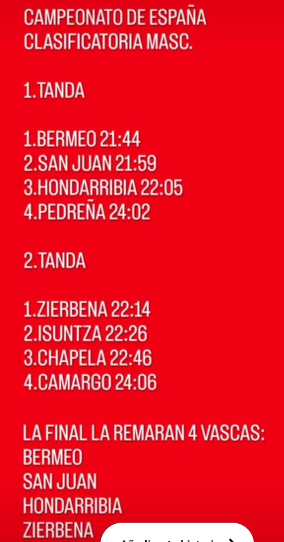 RESULTADOS CLASIFICATORIA Y FINALISTAS DEL CAMPEONATO DE ESPAÑA DE TRAINERAS 2024.. FUENTE: <a href="/arraunaritira/">Arraunaritira</a> ( INSTAGRAM) #remosextoanillo <a href="/SextoAnillo/">Sexto Anillo</a> <a href="/fed_esp_remo/">Fed.Española de Remo</a> <a href="/federazioa/">Gipuzkoako Arraun Federakundea</a> <a href="/EuskalarraunaF/">Euskal Arraun Federakuntza</a>