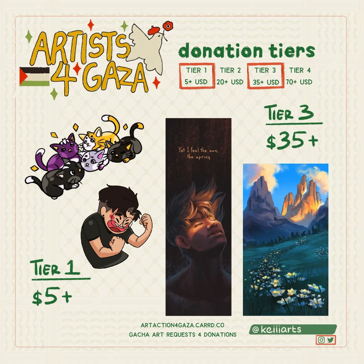 keiiiarts's tweet photo. Hi folks! I'm part of @artaction4gaza I'm doing these illustrations to raise funds for Palestinian families.

Check them out to donate and look through other amazing artists participating 

https://t.co/dU34XNOZVw https://t.co/oBKwve0VLQ