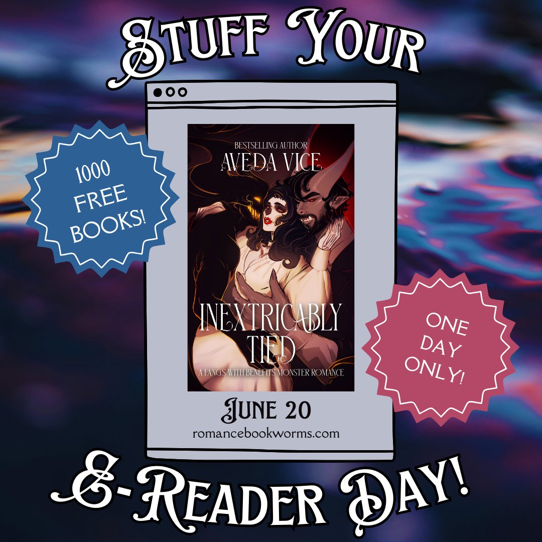 AvedaVice's tweet photo. 🆓 1000 FREE READS! ⁠🆓⁠
⁠
IT'S TI-IIIIIIIME! Get 1000 romance (and adjacent) books for FREE on Kindle, Kobo, Nook, Apple, &amp; Google!⁠
⁠
You've got ONE DAY ONLY to stuff your e-reader today (June 20), so get INEXTRICABLY TIED and many other books for FREE!⁠ https://t.co/3G6pgxq6l9