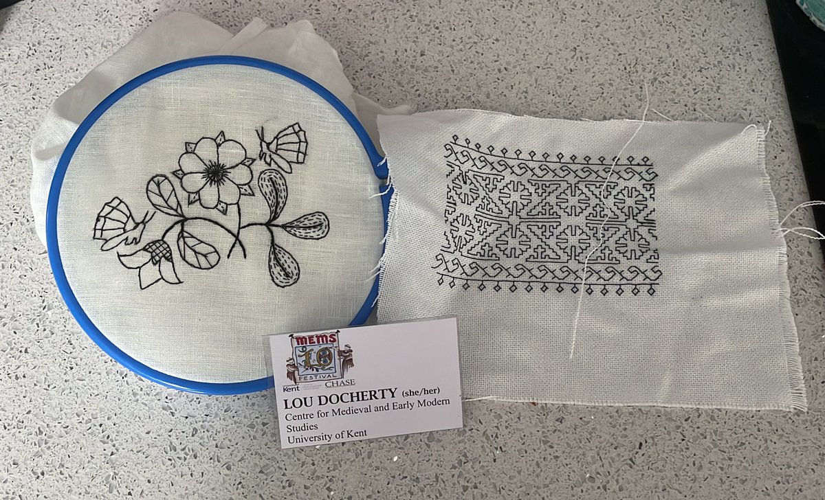 Back home to Bedford after an amazing #MEMSFest2024! Despite a raging headache and fatigue I managed to give a (somewhat) coherent and (mostly) chaotic paper on blackwork embroidery. Thank you so much for having me <a href="/MEMS_Festival/">MEMS Festival</a> <a href="/mems_ukc/">MEMS</a> 💖