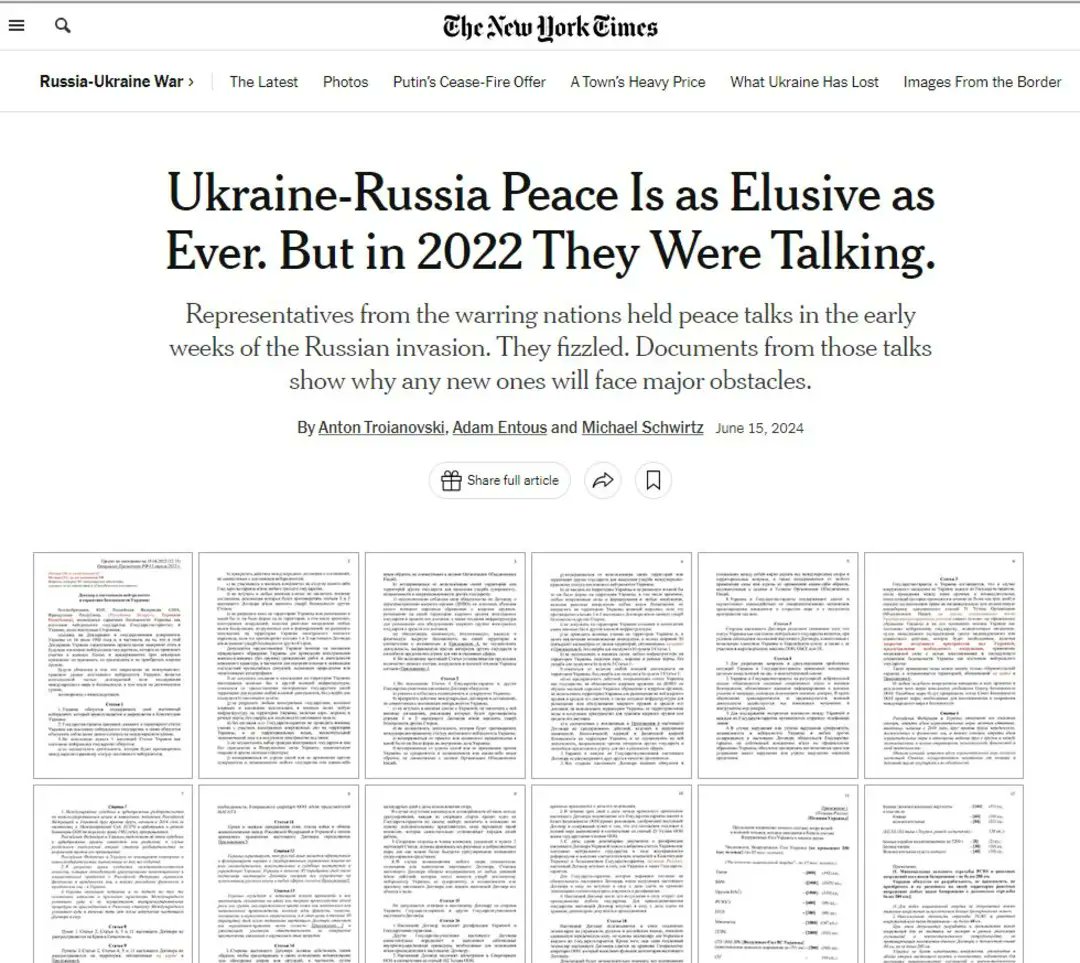After more than two years of war, the NYT reports on the Istanbul peace agreement negotiated in April 2022
- Maybe in another two years, they will report on the well-documented evidence that the US &amp; UK sabotaged it to use Ukraine as a proxy to weaken Russia as a strategic rival