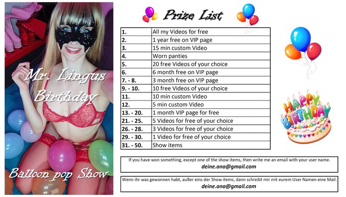 Bday Stream starts at 20:30! With 50 balloons for you to pop with 50 prizes in them! ❤️🎁 This is the