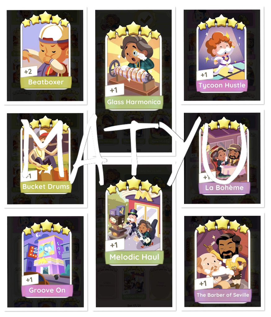 wts wtt lfb monopoly go stickers 

#MonopolyGo #MonopolyGoSell 

5 ⭐️ | $6

Monopoly Tunes, Smash Hit,  
Washboard, Tycoon Hustle, Bias, True Idols, Best Gift, Boheme, Barber, Stroll, Flutiful, Glass, Melodic, Groove, Beatboxer, Bucket Drums

4 ⭐️ | $2-$3

💵PayPal