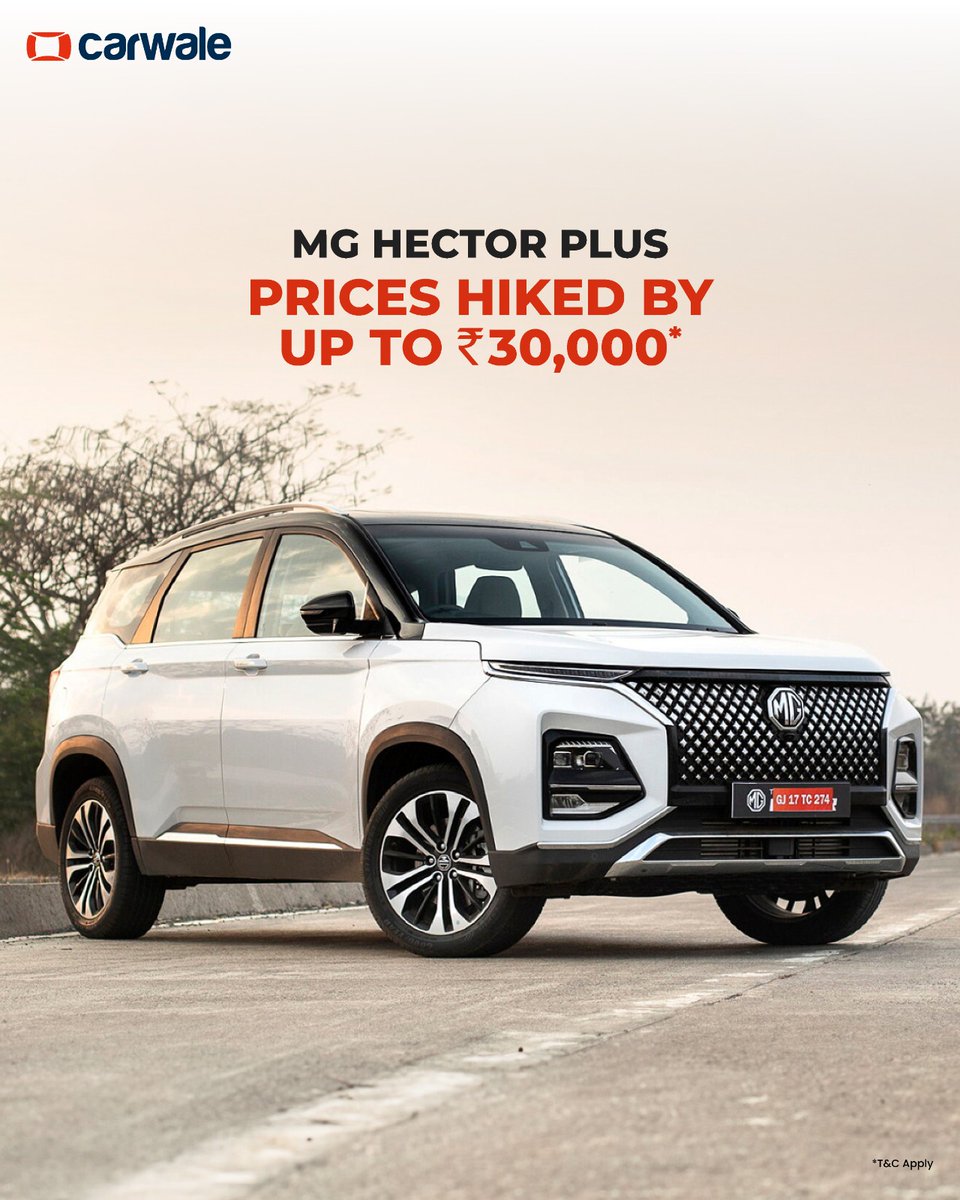 CarWale's tweet photo. #MGMotorIndia has revised the prices of its range in June 2024. Models including the #CometEV, #Astor, #Hector, and the #HectorPlus have incurred a price increment ranging between Rs. 13,000 to Rs. 38,000.
#mg #pricehike #newprices #cwnews https://t.co/hiQNpAD48R