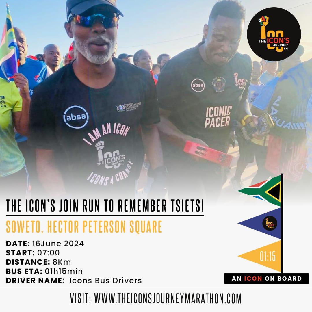 theiconsjourney's tweet photo. The Icons will join the great initiative by iKhayalethu Athletics Club 🥳 8km run to remember Tsietsi 

SOWETO STAND UP 🎉🎉

#June16
#iamanicon
#iconsforchange❤️ https://t.co/ohSyK4nSfT