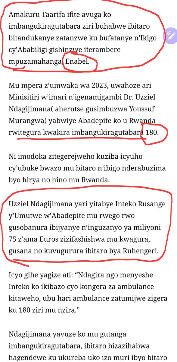 UncleGobby's tweet photo. @RamaNzaramba @RugemaWirwanda Ariko yatanze amakuru kandi nanjye ndimo gushaka kumenya ayo makuru yadusangije akoresheje ijambo #yatanze niba koko ariko kuri nabyo kubimenya ntacyo bitwaye namba.
Ziriya #ambulance zatanzwe nk'#inkunga (donation) y'ikigo cyitwa #Enabel cy'#Ababiligi (Belgium donation). https://t.co/LonQrd7ppF