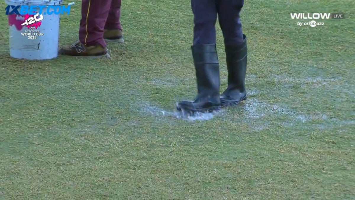 TrollCricketIn's tweet photo. Shame on @ICC 🤬 What the hell is this ground? No covering of full outfield on a ground where World Cup match is being played🤦‍♂️ #ENGvNAM #ENGvsNAM #T20WorldCup2024 https://t.co/VuIH7B6D5v