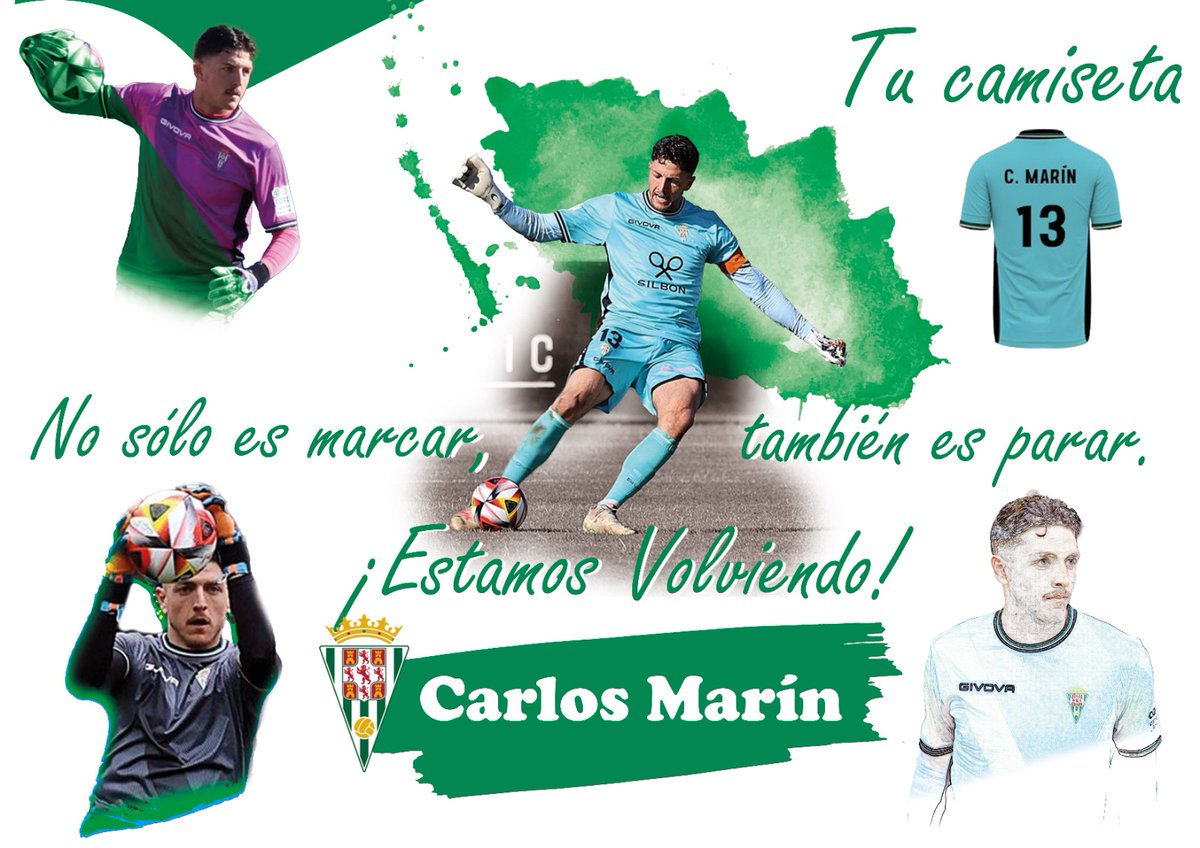 Vamos <a href="/CarlosMarin97/">Carlos Marín Tomás</a> a por  otra portería a 0 y a por tu camiseta!! 🤍💚  Nos vemos en Barcelona #EstamosVolviendo #BarçaAtlèticCórdoba