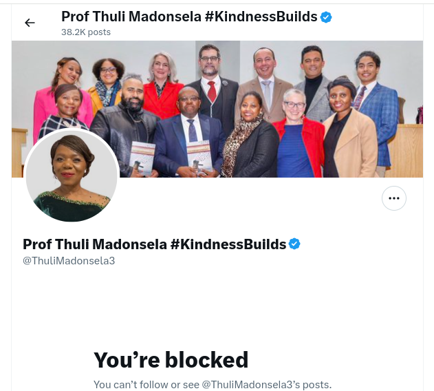 colinbraude's tweet photo. @debbiepieterse Don't call out Madonsela's racism. She does not like it.
So much for "#KindnessBuilds" https://t.co/xWH7cAZb0a
