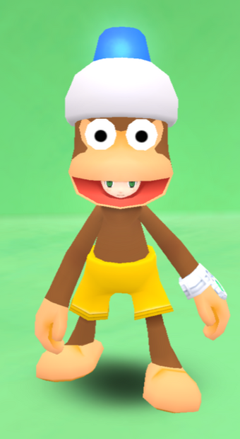 fpassoff's tweet photo. @Harada_TEKKEN  can you give kuma and panda this ape suit? 

I have a hope from team asobi( astrobot developers) to bring back ape escape.

There is an ape character in bomberman, so there is hope. https://t.co/84mFTcVTEZ
