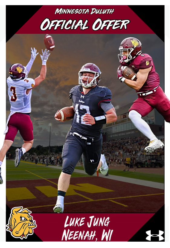 Luke Jung (@lukejun9) on Twitter photo After a great conversation with <a href="/CoachWiese/">Curt Wiese</a>, I am extremely blessed to have received my first offer from <a href="/UMD_Football/">UMD Football</a> <a href="/CoachStegerUMD/">John Steger</a> <a href="/CoachLukeOlson/">Coach Luke Olson</a> After a great conversation with <a href="/CoachWiese/">Curt Wiese</a>, I am extremely blessed to have received my first offer from <a href="/UMD_Football/">UMD Football</a> <a href="/CoachStegerUMD/">John Steger</a> <a href="/CoachLukeOlson/">Coach Luke Olson</a>