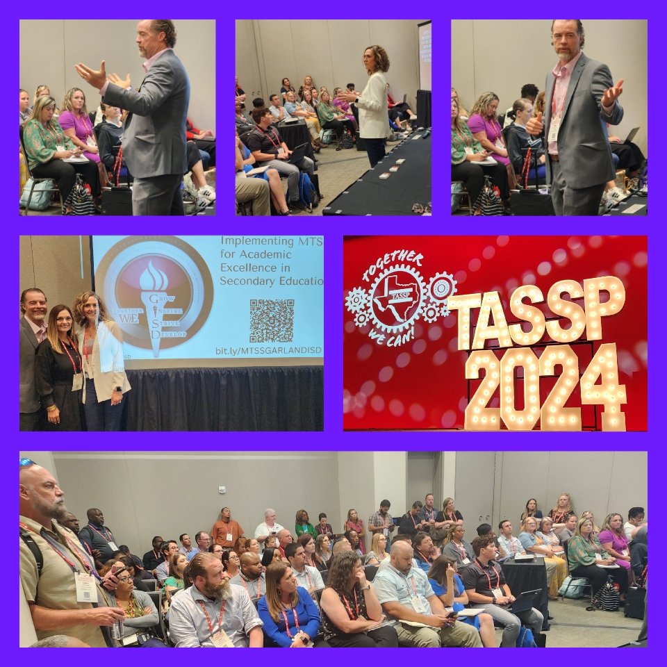 JTSPOTLIGHTS's tweet image. Day 2 @TASSP1 
GARLAND ISD presenting MTSS to a standing room only session of administrators led by Principal @DallasTexans1 and @BlakeyNet w/@creelchristie #TASSP2024