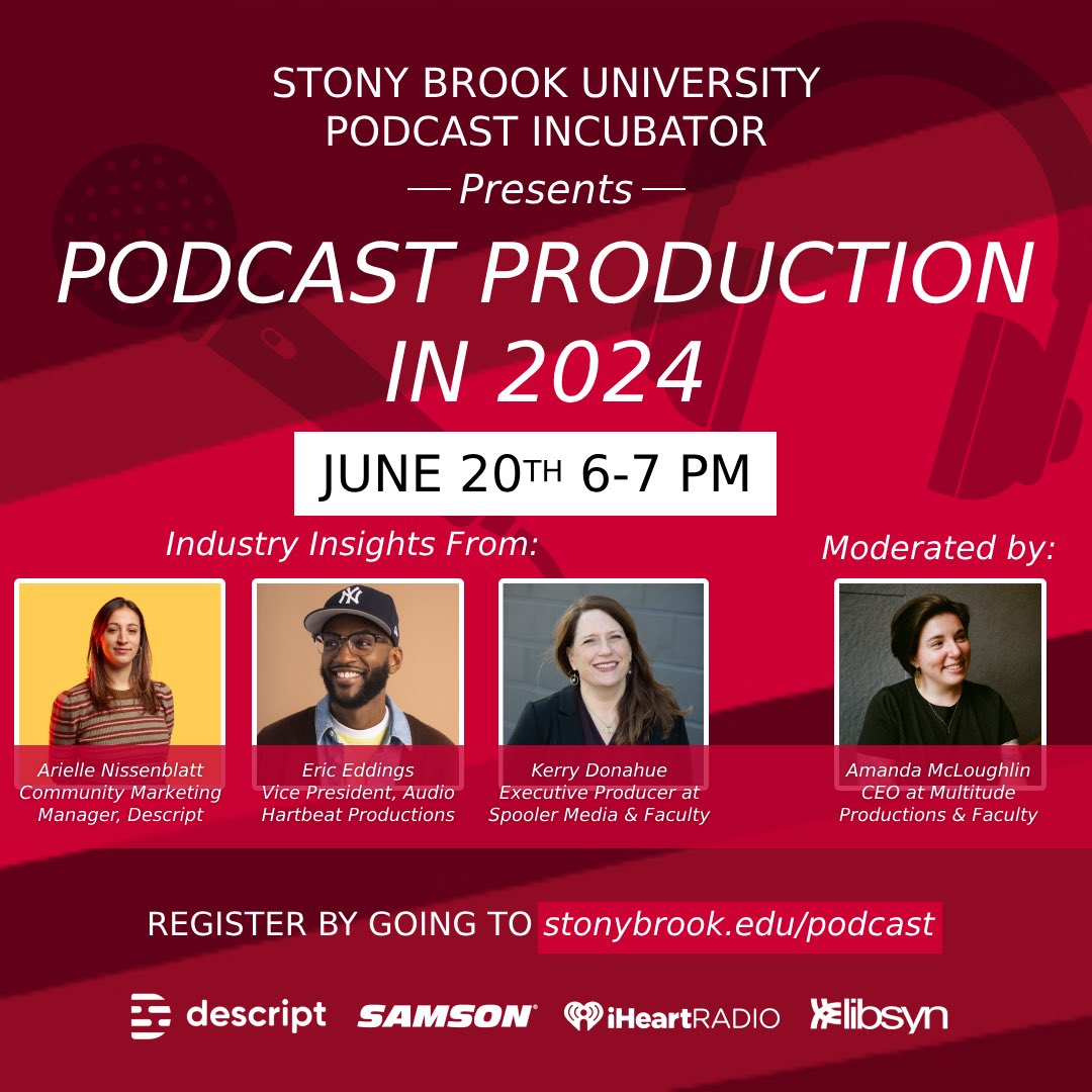 Join us on June 20th for #PodcastProductionin2024 ! Here insights from industry experts <a href="/arithisandthat/">Arielle Nissenblatt (sounds like 'this & that')</a> <a href="/eeddings/">Eric Eddings</a> <a href="/KerryDonahue/">KerryDonahue</a> and <a href="/shessomickey/">Amanda McLoughlin</a> . Register now at the link in our bio!