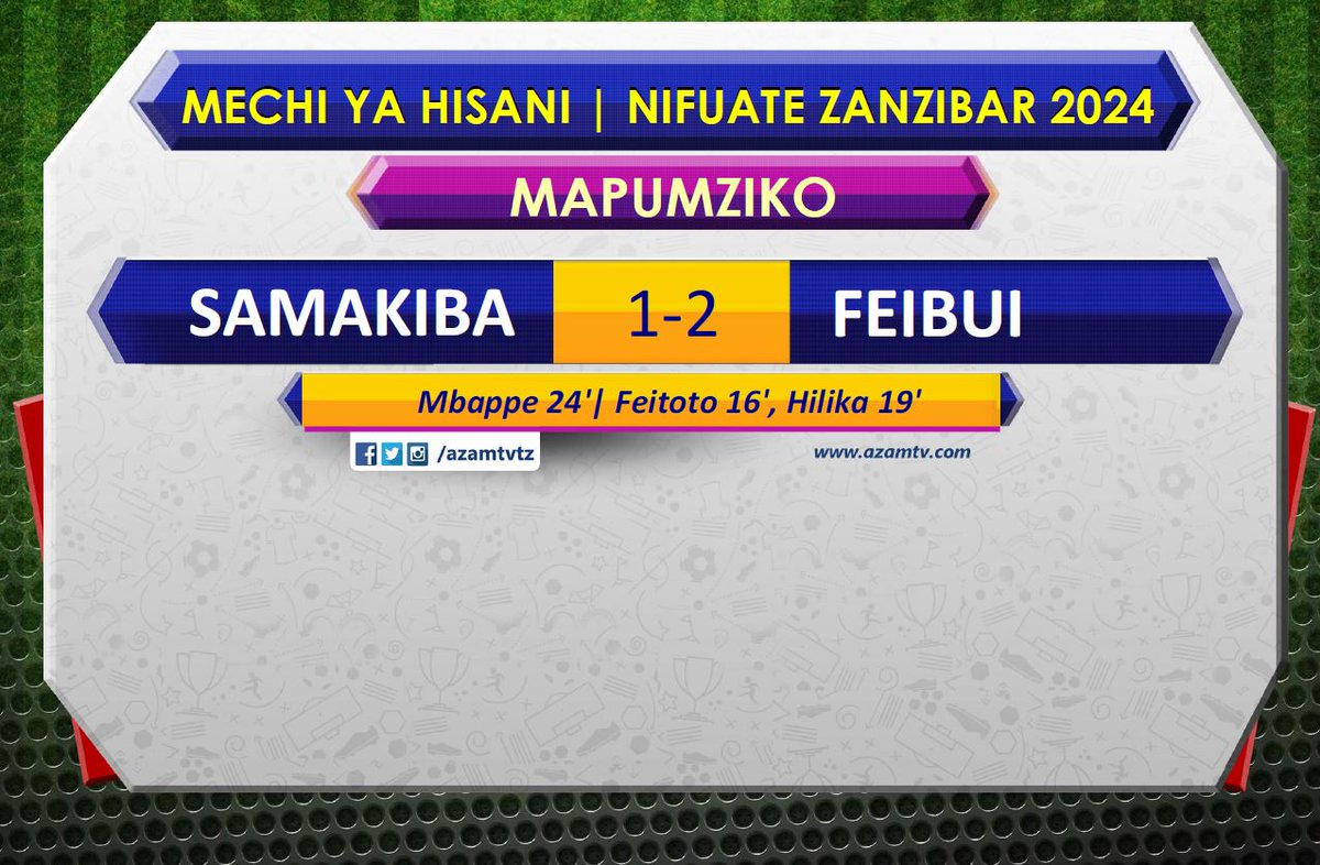 azamtvtz's tweet photo. #NifuateZanzibar2024 Mechi ni moto na Alikiba amekosa penati.

HT: SAMAKIBA 1-2 FEIBUI.

LIVE #AzamSports3HD

#SamakibaFoundation #Nifuate #NifuateZanzibar2024 #SAMAKIBA #FEIBUI #FeitotoBuiFoundation #TeamSAMAKIBA #TeamFEIBUI #Alikiba #Feitoto #Bui #Samatta https://t.co/S0BWXb57px