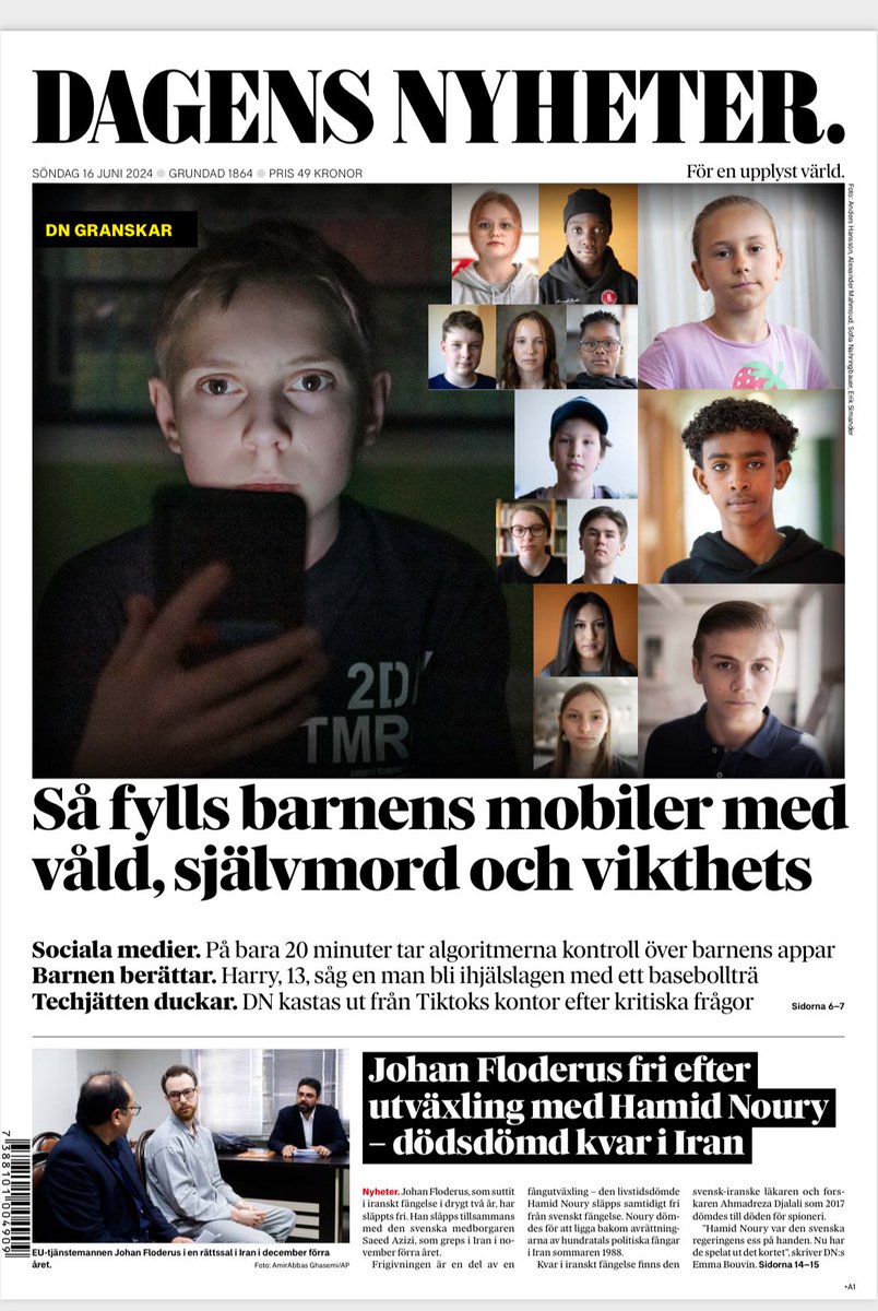 DN:s förstasida söndag.