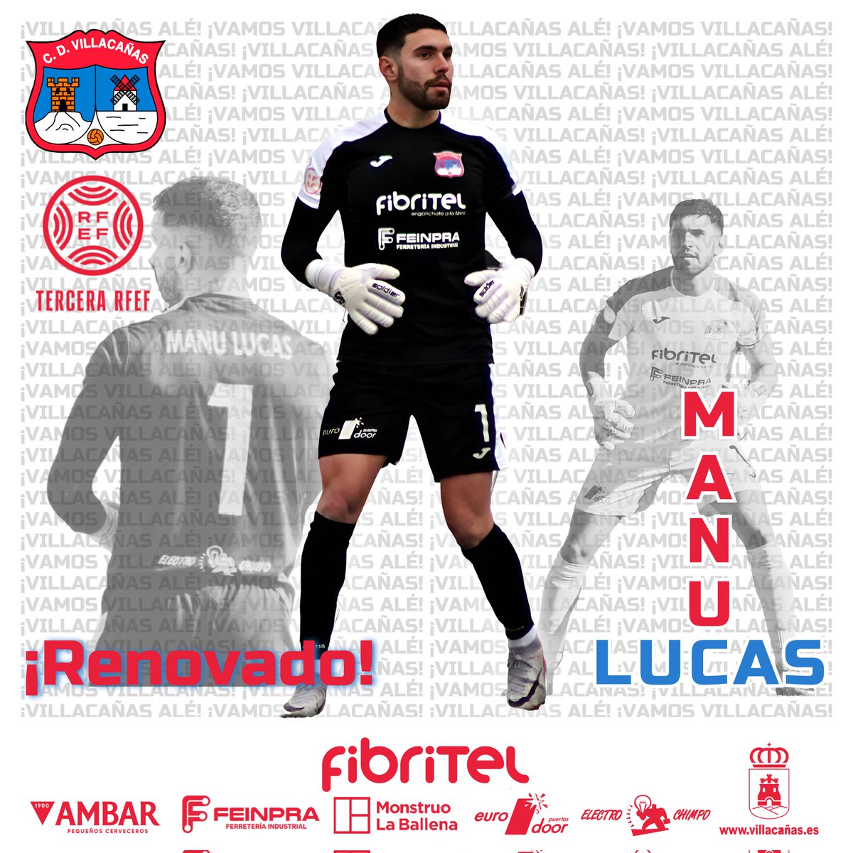 CD FIBRITEL VILLACAÑAS (@cd_villacanas) on Twitter photo RENOVACIÓN ✅
Manu Lucas seguirá defendiendo la portería del C.D. Fibritel Villacañas la próxima temporada. 🧤🔒
Su entrega y habilidades serán cruciales para nuestra defensa.
Seguimos confeccionando nuestra plantilla 24/25 🚀🏆
#VillacañasAlé
#VamosVillacañas
<a href="/manulucas_98/">Manu Lucas</a> RENOVACIÓN ✅
Manu Lucas seguirá defendiendo la portería del C.D. Fibritel Villacañas la próxima temporada. 🧤🔒
Su entrega y habilidades serán cruciales para nuestra defensa.
Seguimos confeccionando nuestra plantilla 24/25 🚀🏆
#VillacañasAlé
#VamosVillacañas
<a href="/manulucas_98/">Manu Lucas</a>