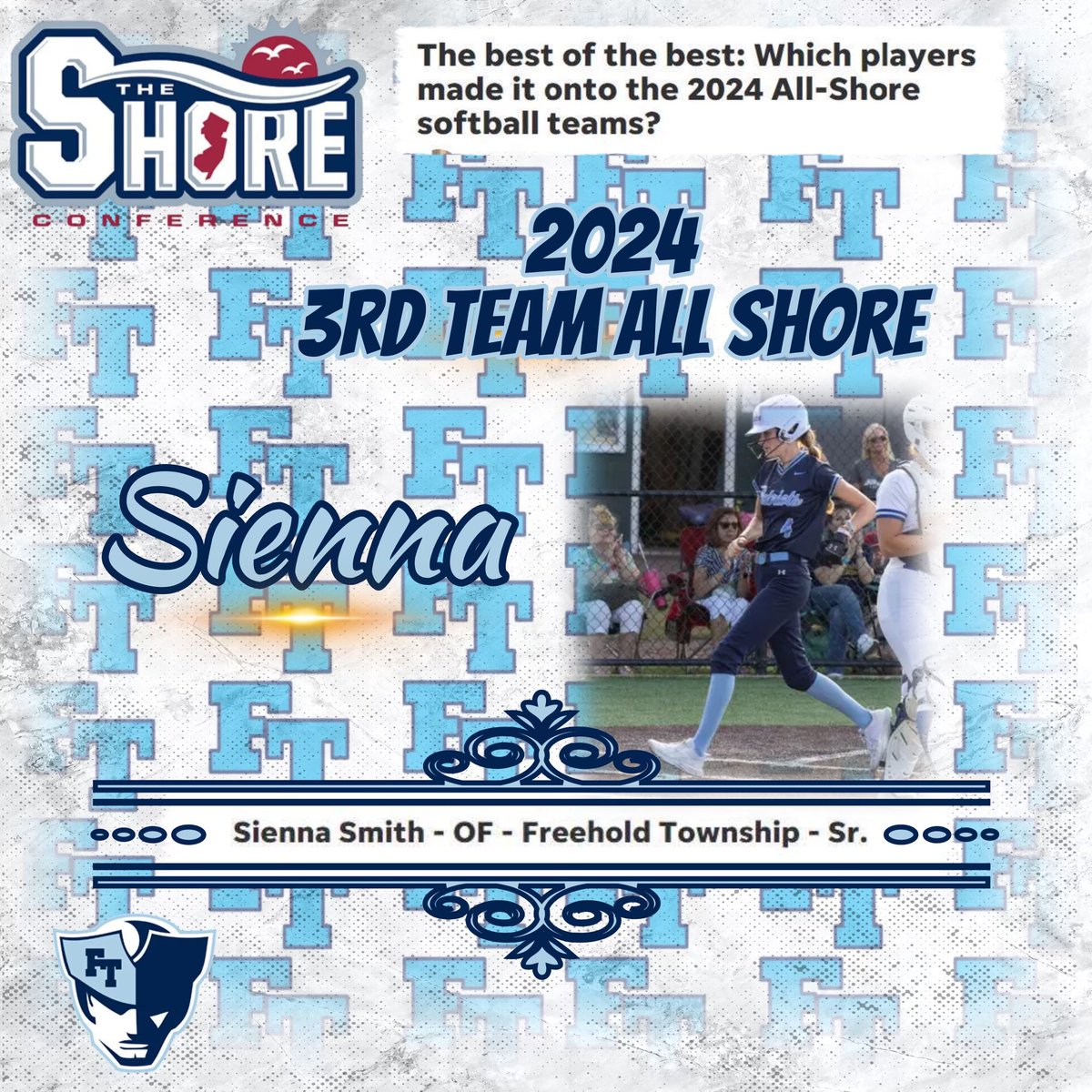 FTHSsoftball's tweet image. Congrats to @BarberaAlexa2 and @siennasmith2024 for making 3rd Team All Shore! Thank you @APPSportsDesk for acknowledging the accomplishments of our athletes! #PatriotPride @TownshipScores @fthsPatPress
