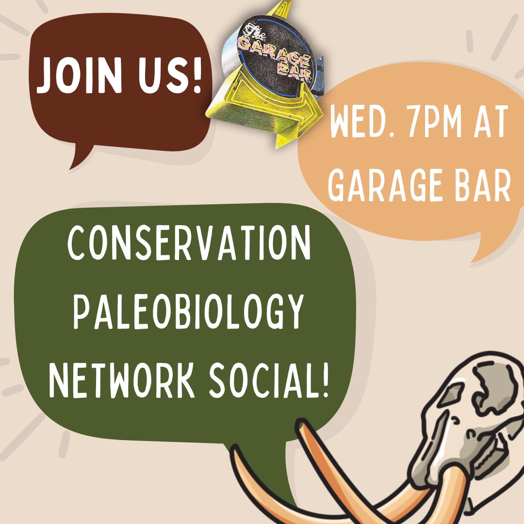 🚨Students and post docs! Are you attending #NAPC2024? Join <a href="/CnsrvPaleoNetwk/">Conservation Paleobiology Network</a> at Garage Bar on Wed June 19 at 7pm for a social networking event! 🐚🦣🌳 Anyone interested in #conservationpaleo is welcome to join!

#paleontology #paleontologist #conservation #fossil #geology