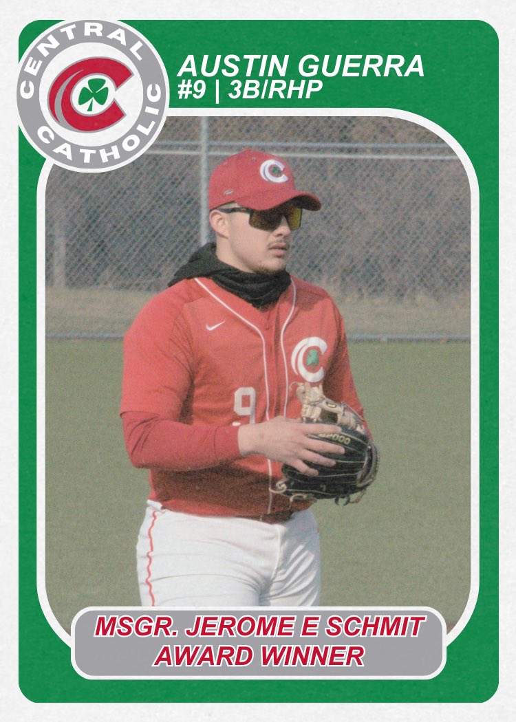 Congrats to our Toledo All-Catholic Team honorees!

<a href="/prestonfryzel/">Preston Fryzel</a> 
<a href="/kylewasserman24/">Kyle</a> 
<a href="/DreWardrop/">Dre Wardrop</a> 

<a href="/AustinGuerra09/">Austin.Guerra</a> also received the Monsignor Jerome E Schmit Award, presented to a player who overcame adversity to succeed. 

Proud of all! Go Irish! ☘️ ⚾️