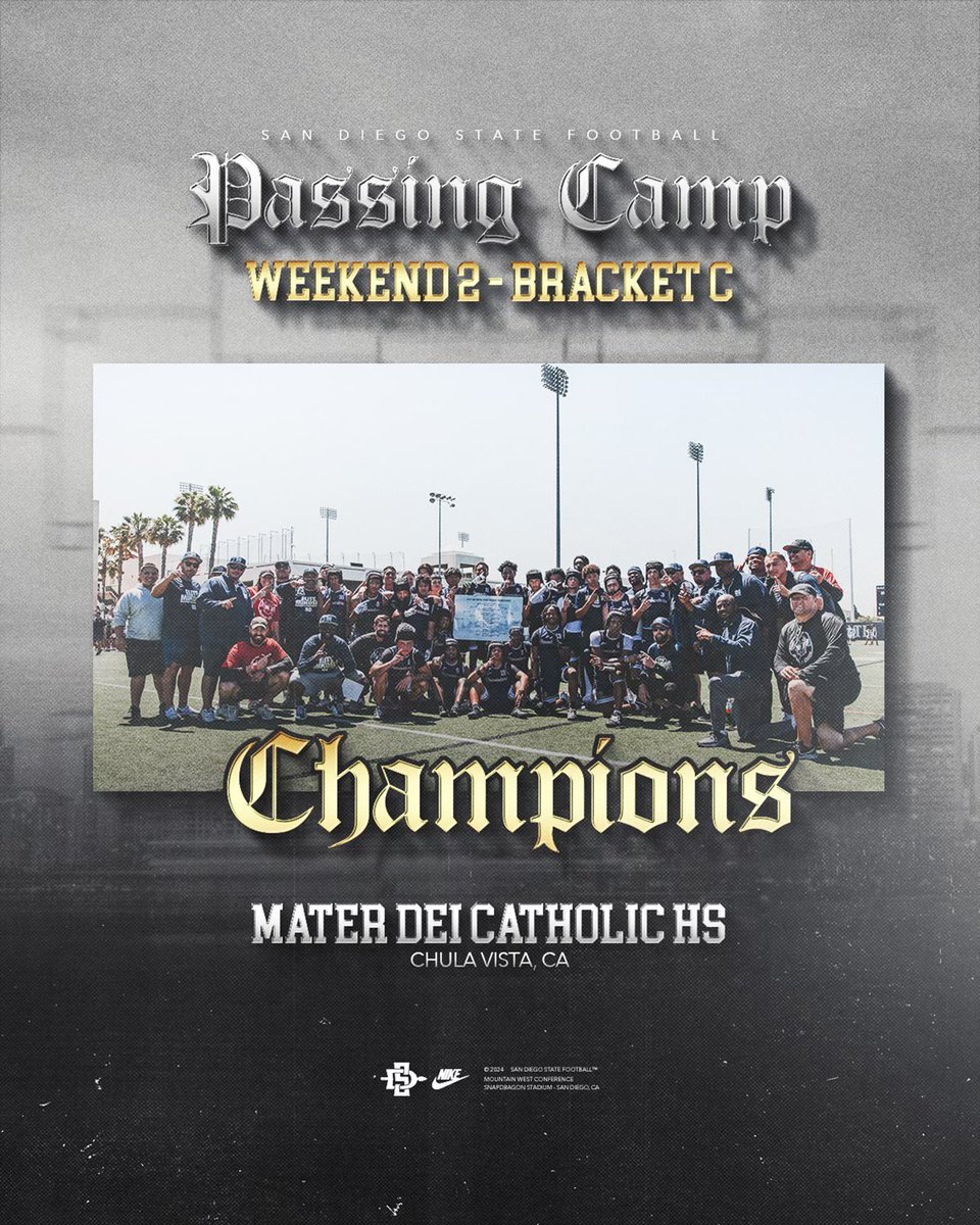 AztecFB's tweet photo. Congrats to Mater Dei Catholic High School, the Weekend 2 Bracket C Champions! 🏆 https://t.co/PLbC9mqPSe