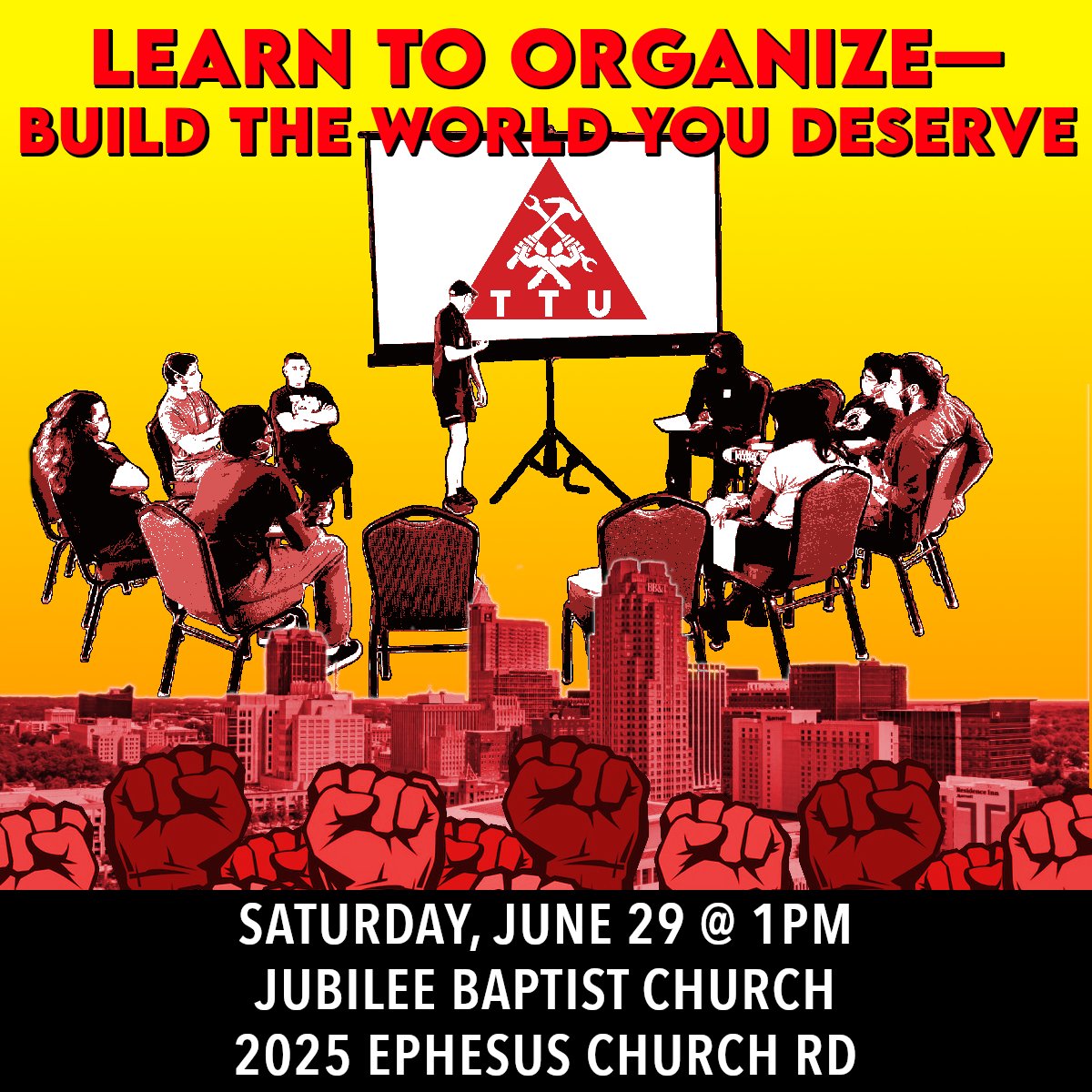 Ready to learn to be a tenant organizer? Not sure what a tenant union is? Just curious about what TTU does? Come to our organizer training on Saturday, June 29th! Meet organizers, talk with other renters, and learn how to fight for the world we deserve!