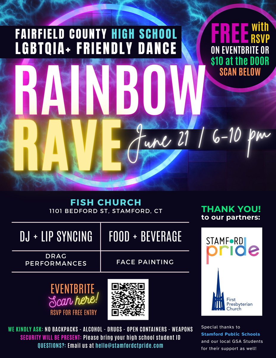 Stamford Pride is hosting a rave for high school students. Check it out!