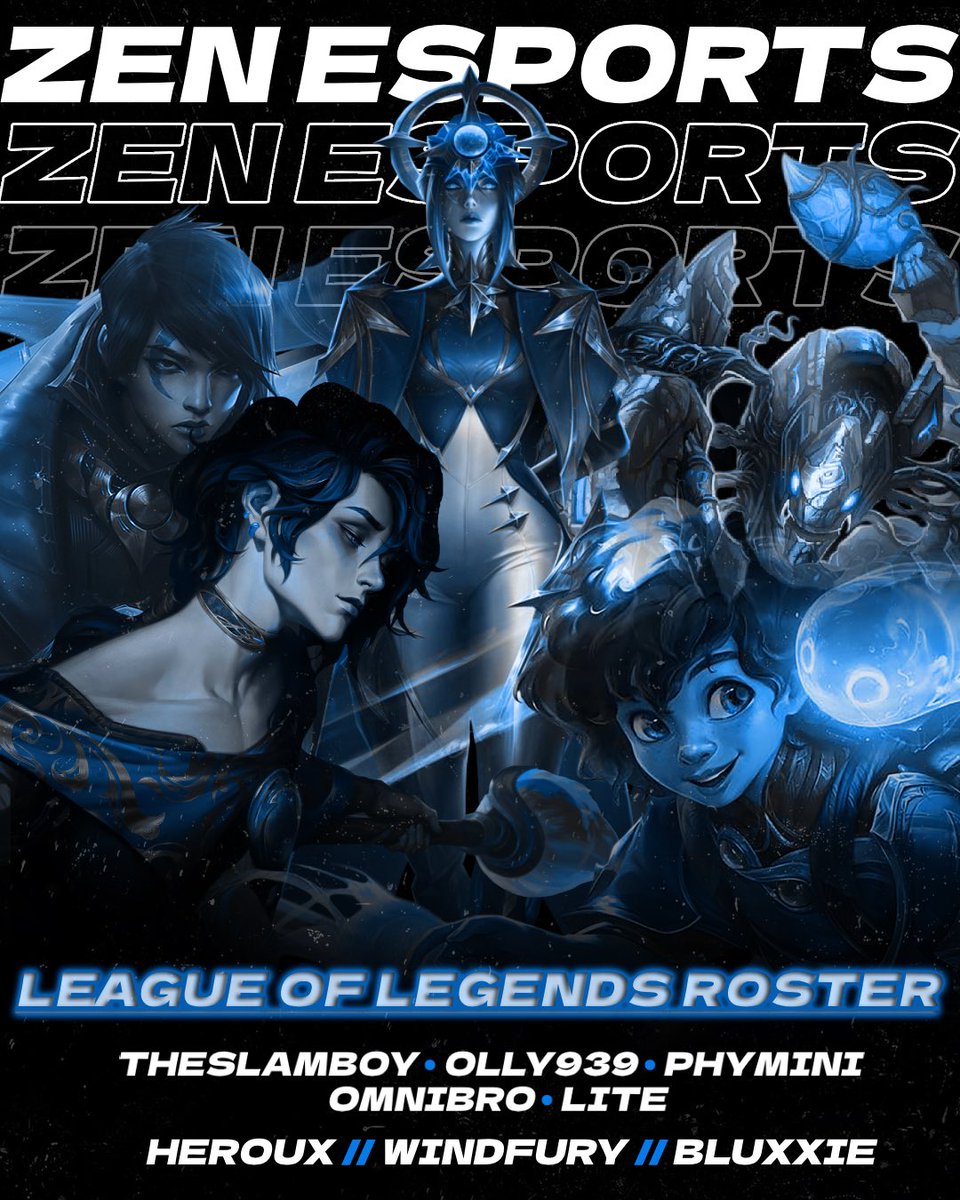 A new threat has entered the rift. 

Zen Esports is proud to announce our brand-new League of Legends roster, managed by <a href="/_Heroux4/">heroux4</a>. 

Welcome our newcomers to the #ZenFam 💙 

<a href="/LiteSphere9/">Alexander “LITE” Estrada</a> <a href="/PhyMiniLol/">PhyMini</a>