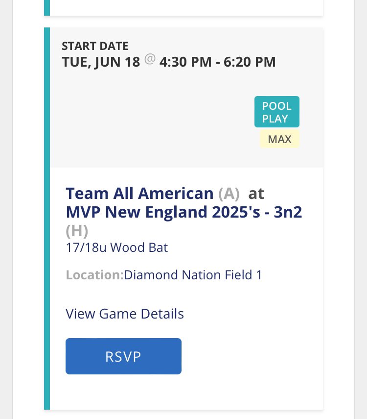 Max Williams (@m_will25) on Twitter photo Excited to start the summer season at Diamond Nation for the Super 17. I will be pitching on Tuesday at 4:30 with MVP New England 2025 3n2 on Field 1. <a href="/MVPNEBaseball/">MVP New England</a> <a href="/MattBurns_9/">Matt Burns</a> Excited to start the summer season at Diamond Nation for the Super 17. I will be pitching on Tuesday at 4:30 with MVP New England 2025 3n2 on Field 1. <a href="/MVPNEBaseball/">MVP New England</a> <a href="/MattBurns_9/">Matt Burns</a>