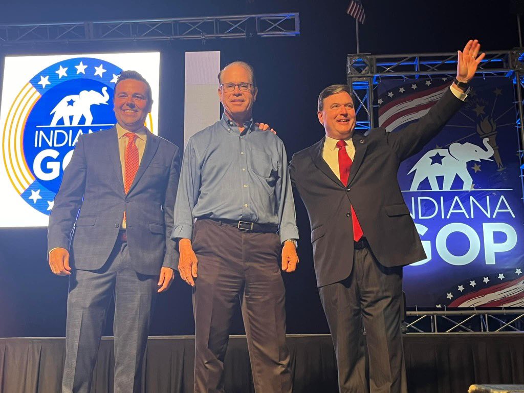 Jim_SullivanIN's tweet image. A friend sent me this photo from convention today… I think the photo says it all.  
Is this Indiana’s “Odd Couple”? Stay tuned. #INGOP.