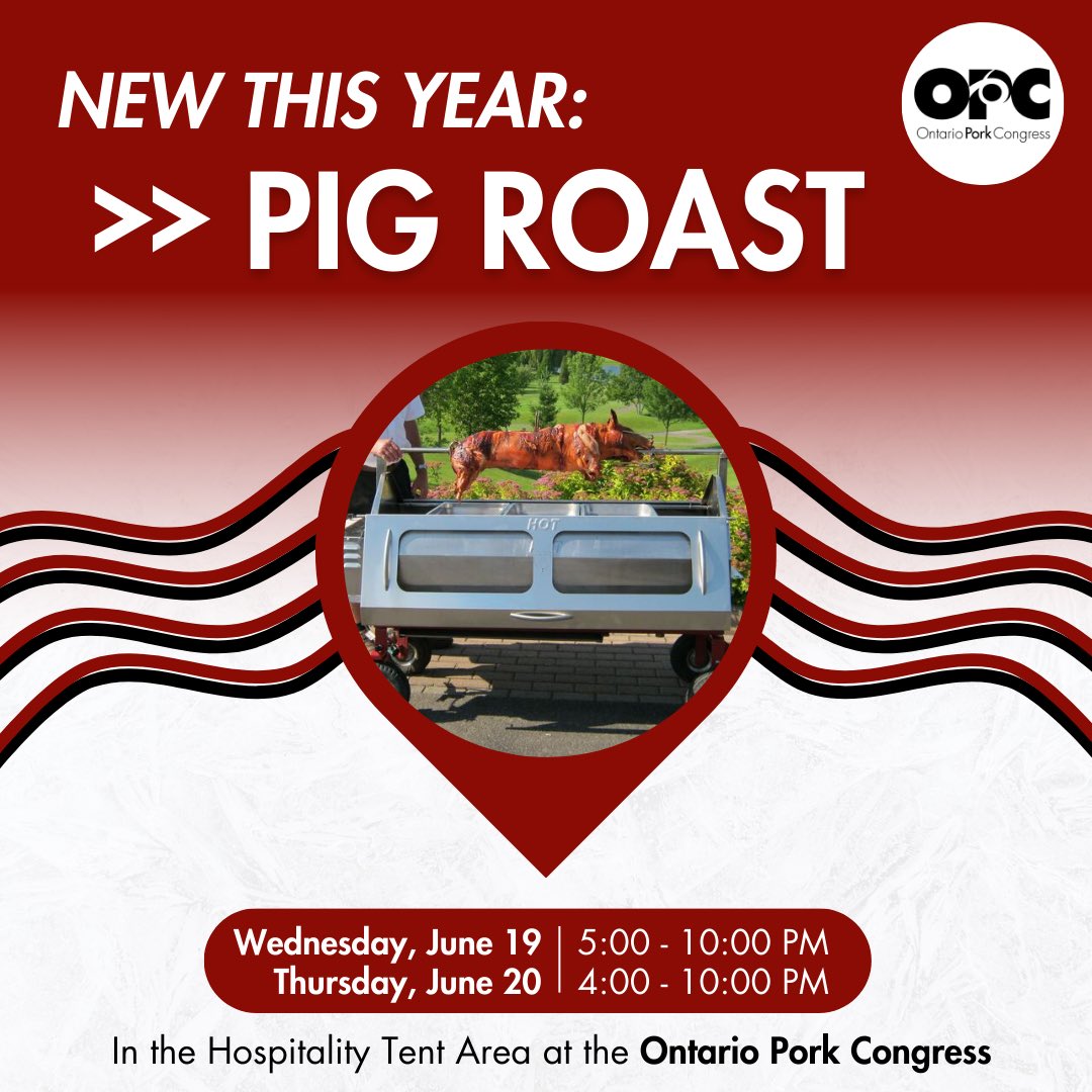 We have a NEW event at the Ontario Pork Congress this year! Join us for a pig roast after the show in the hospitality tent area. 

#OPC #ontarioporkcongress #kindofapigdeal #stratford