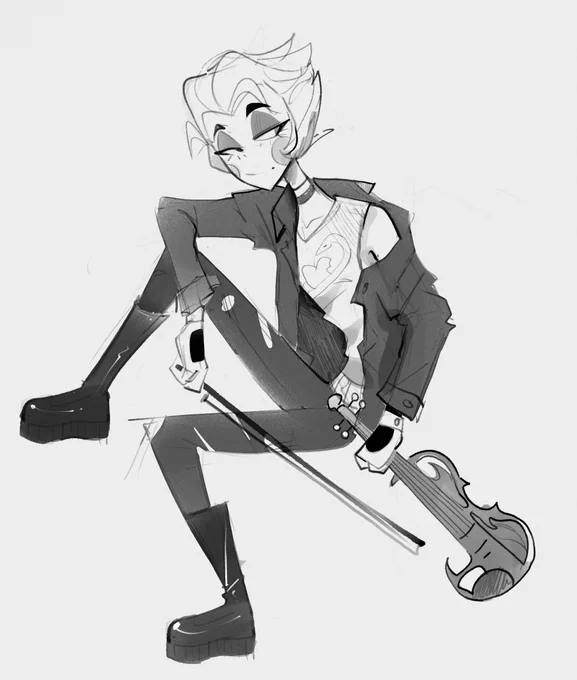 Working on some au's I wanted to get off my head and the strongest one is this one of Luci being a solo electric Violinist, for Alastor i want him to be a classical piano player lol #lucifermorningstar #HazbinHotel 
