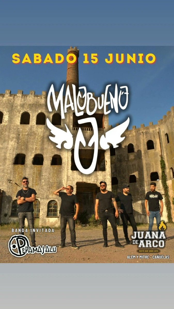 Hoy 00:00 hs puntal vamos a estar festejando el cumpleaños de nuestro bajista Andrés " Almeja" Almeida y acompañado de unos amigos PEPAMAJALU.
Show especial de Malobueno como siempre en su casa. En Juana de Arco Bar. 
Los esperamos a todos. 
Entradas solamente en puerta.