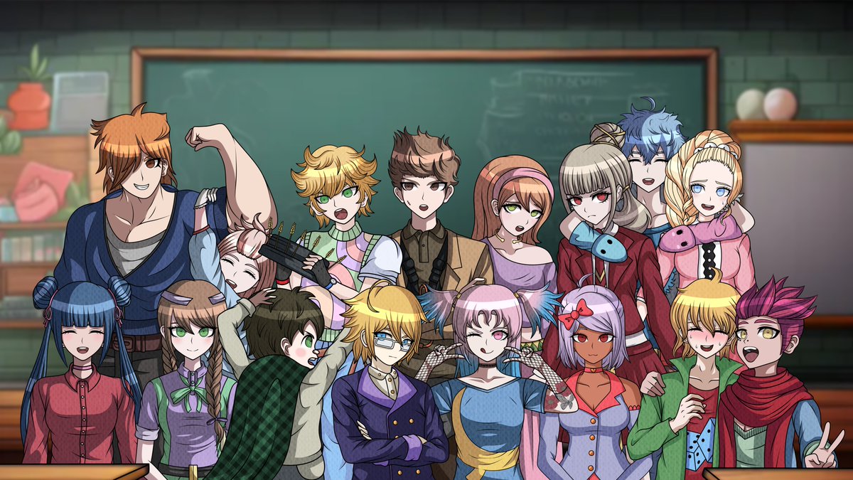 Hiatus is over!
And we're back with a biggie!

We're so so pleased to finally have an official class photo for the cast of Danganronpa 4!

This art put together with lots of love, time, care, attention, love and affection by the insanely talented <a href="/AyruuArt/">Ayruu🍰 | WAITLIST OPEN🍓</a>