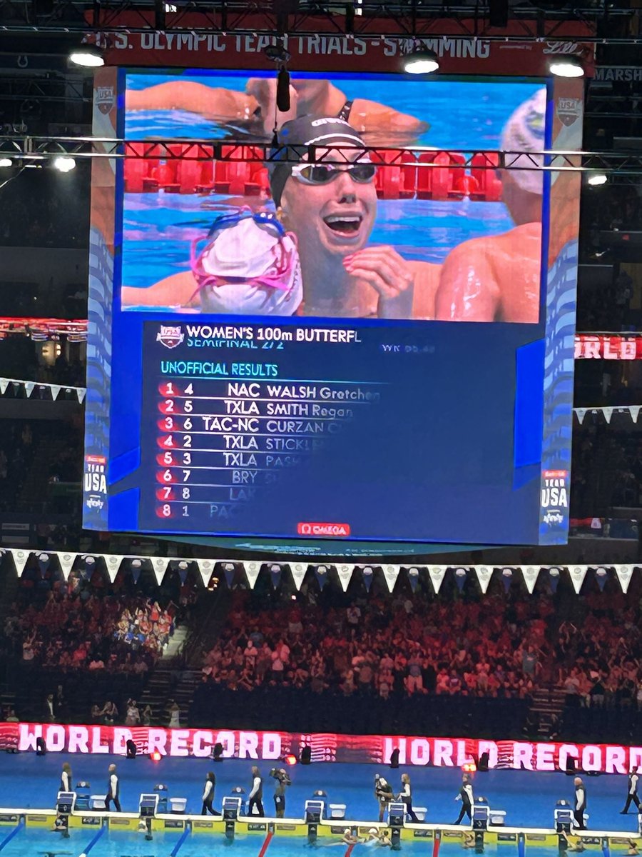 SpaldoBusiness's tweet photo. WORLD RECORD IN WOMEN 100M BUTTERFLY BROUGHT TO YOU BY GENUINE 100% INDIANAPOLIS WHITE RIVER WATER π¦ @USASwimming #swim24 #alllanes https://t.co/JwXa17wpGu