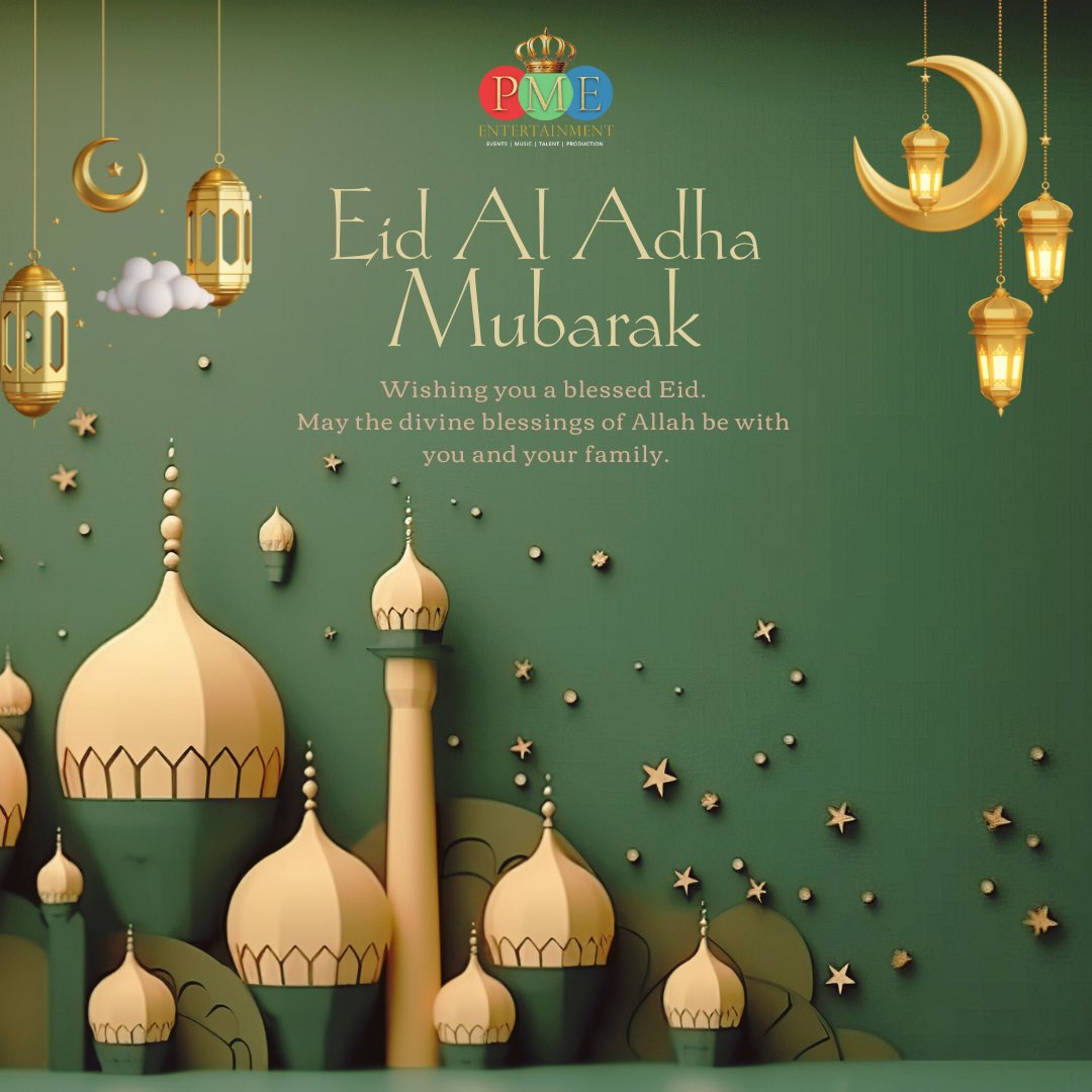 PMEWorld's tweet image. 🌙✨ Eid Mubarak from PME Entertainment! 🎉 On this auspicious occasion of Eid Al-Adha, we extend our heartfelt wishes to you and your loved ones.

#EidMubarak #BlessingsOfEid #JoyousOccasion #FamilyAndFriends  #EidAlAdha #CelebrationOfSacrifice #PMEEntertainment