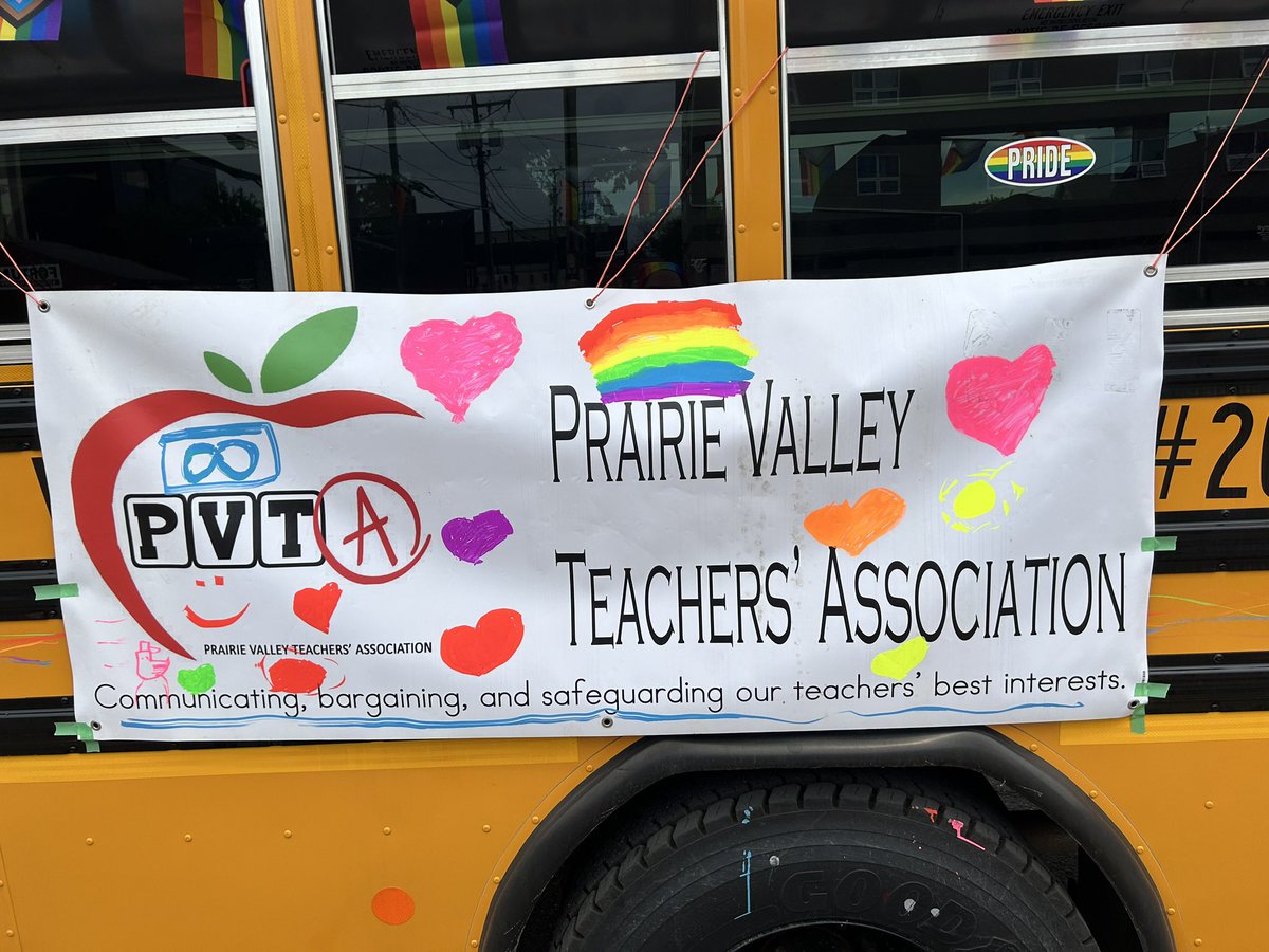 PrairieValleyTA's tweet photo. Happy Pride! PVTA was honoured to be able to take part in the celebration. To our LBGTQ2IA+ members, colleagues, students, and community… we see you, we hear you, we respect you, we are here for you! https://t.co/lxTaAILnrF