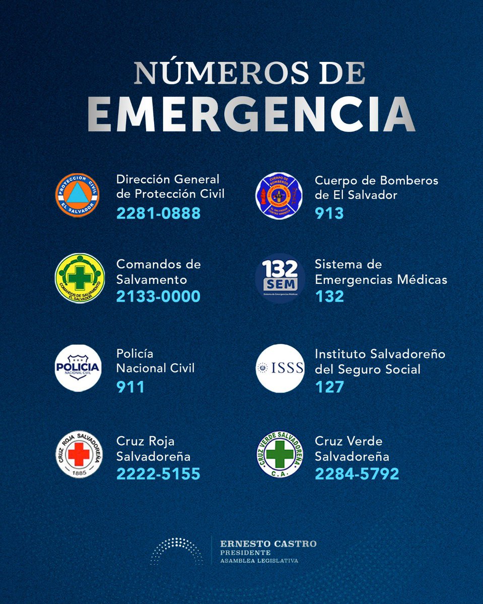 ECastroES's tweet photo. Permanezcamos atentos a la información oficial.

Pueden reportar cualquier emergencia en los siguientes números. https://t.co/tRfJzOqh76
