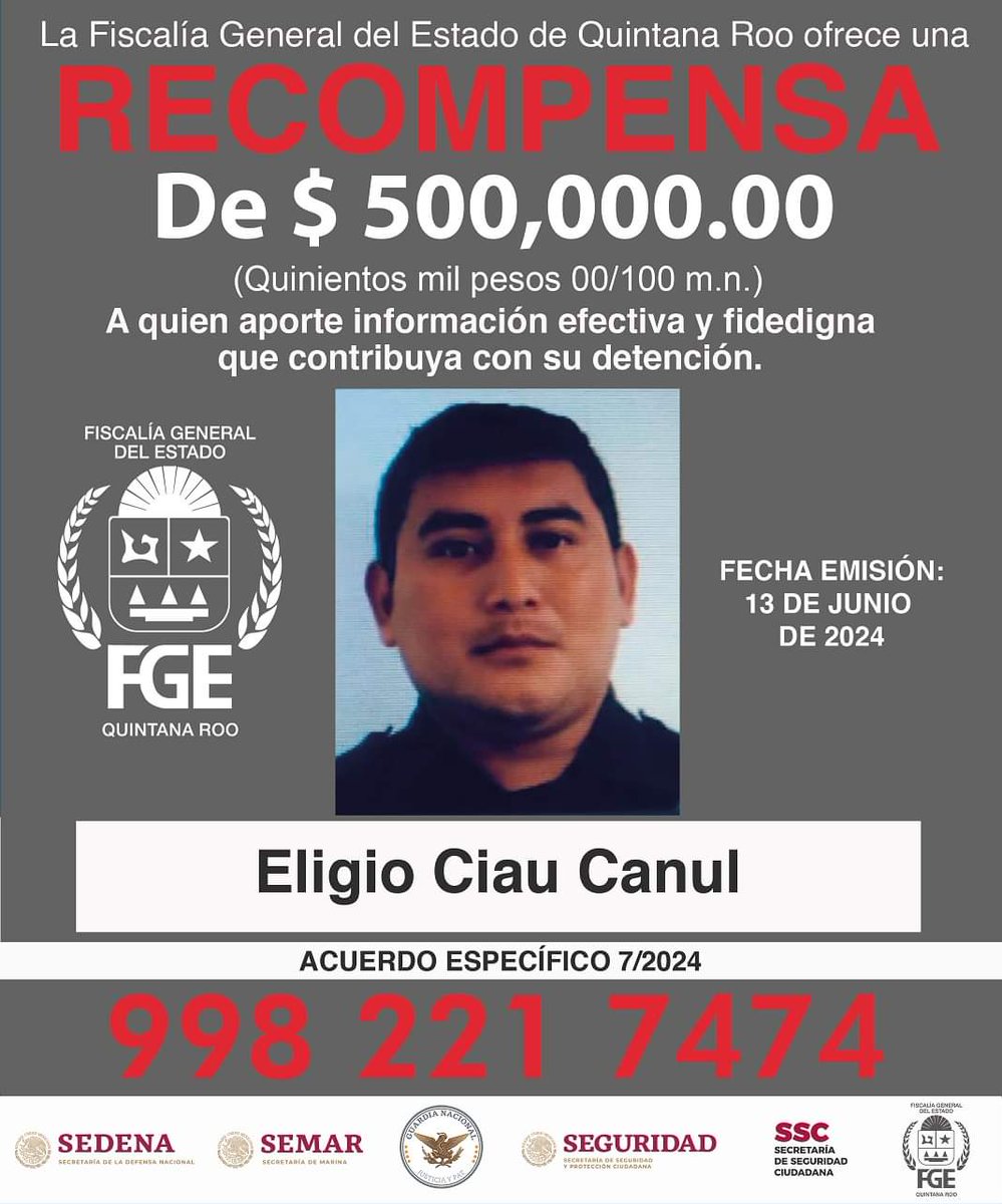 Noticaribe's tweet photo. 500 POR CABEZA: Ofrece Fiscalía recompensa de 1 mdp por ex policías de Tulum prófugos https://t.co/Er0PFq67LF https://t.co/cPCjM5mVYu