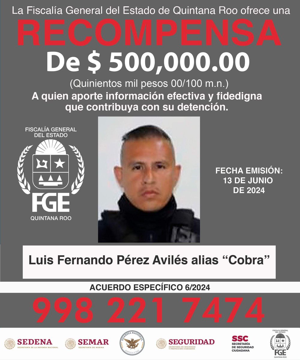 Noticaribe's tweet photo. 500 POR CABEZA: Ofrece Fiscalía recompensa de 1 mdp por ex policías de Tulum prófugos https://t.co/Er0PFq67LF https://t.co/cPCjM5mVYu