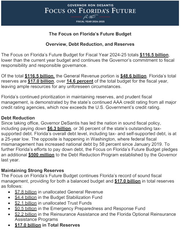 ChadSteingraber's tweet photo. This year Florida is going to have a 17Billion Surplus.

A state with NO Income Tax.

We can operate as a successful and prosperous society without income tax — state and federal.  We’ve proved it 👍 https://t.co/agNjiJPEWC