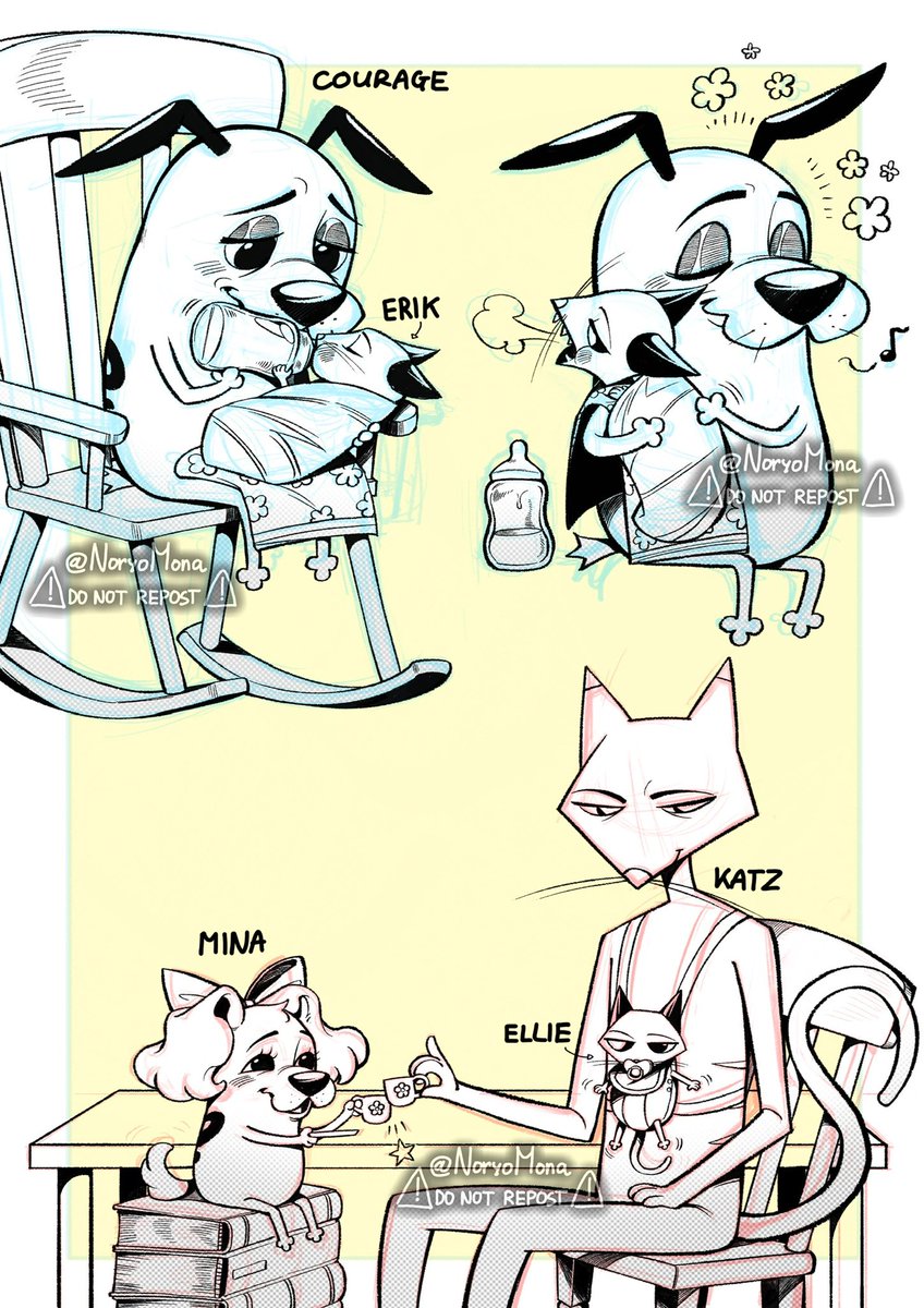 NoryoMona's tweet photo. -CTCD- 🐱🐶Katz x Courage + family 🐶🐱🐱(CARTOON version)…👁️👄👁️🫶🩷❤️ https://t.co/vggaJxzjSG